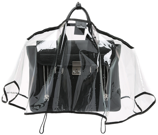 Clear handbag raincoat protects handbag from the elements