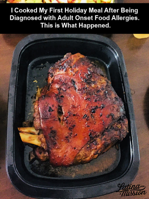 Shown: Home cooked pernil, a Puerto Rican marinated slow-cooked pork shoulder. 